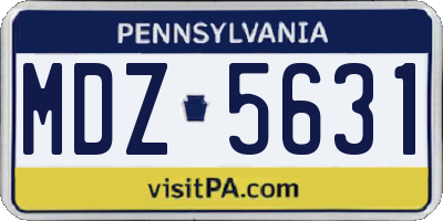 PA license plate MDZ5631