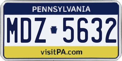 PA license plate MDZ5632