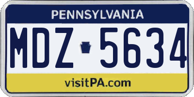 PA license plate MDZ5634