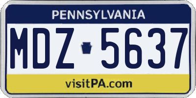 PA license plate MDZ5637