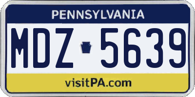 PA license plate MDZ5639