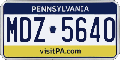PA license plate MDZ5640