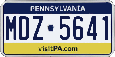 PA license plate MDZ5641