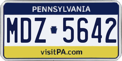 PA license plate MDZ5642