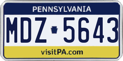 PA license plate MDZ5643