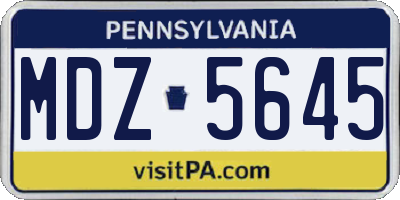 PA license plate MDZ5645