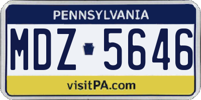 PA license plate MDZ5646