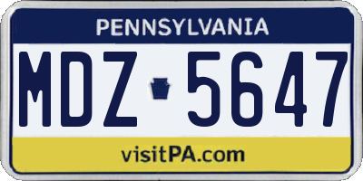 PA license plate MDZ5647