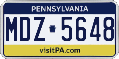 PA license plate MDZ5648