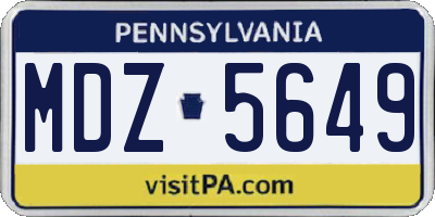PA license plate MDZ5649