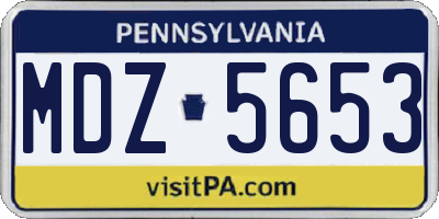 PA license plate MDZ5653
