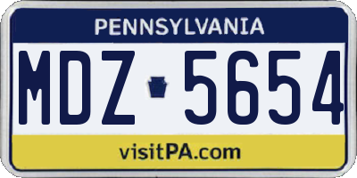 PA license plate MDZ5654