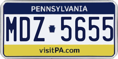 PA license plate MDZ5655