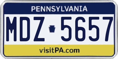 PA license plate MDZ5657