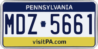 PA license plate MDZ5661