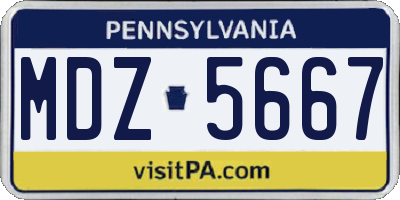 PA license plate MDZ5667