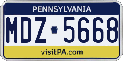 PA license plate MDZ5668
