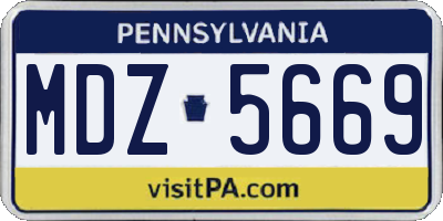 PA license plate MDZ5669