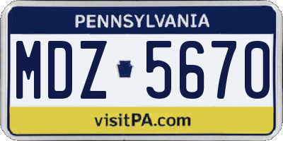 PA license plate MDZ5670