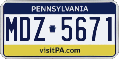 PA license plate MDZ5671