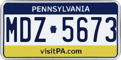 PA license plate MDZ5673