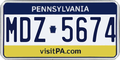 PA license plate MDZ5674