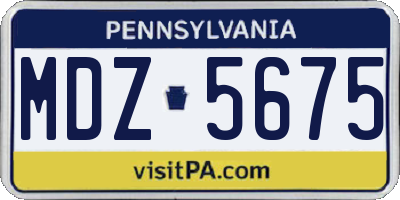 PA license plate MDZ5675