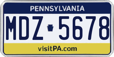 PA license plate MDZ5678