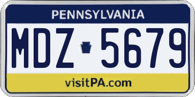 PA license plate MDZ5679