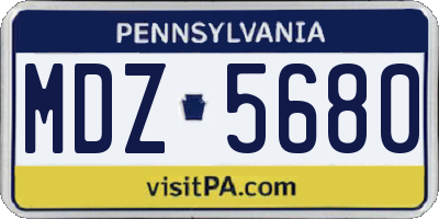 PA license plate MDZ5680