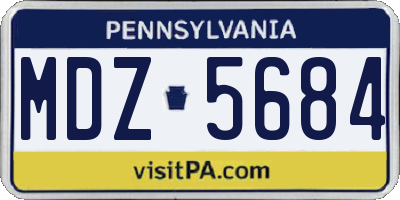 PA license plate MDZ5684