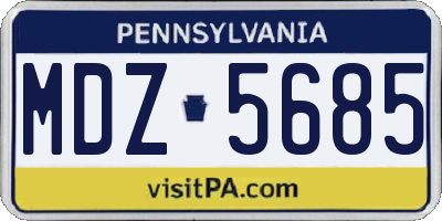 PA license plate MDZ5685