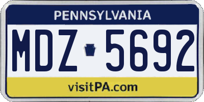 PA license plate MDZ5692