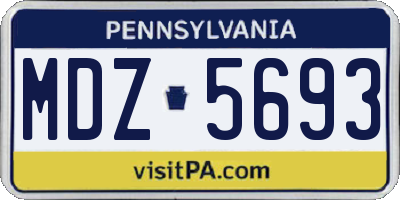 PA license plate MDZ5693