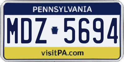 PA license plate MDZ5694