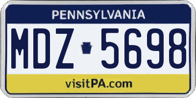 PA license plate MDZ5698