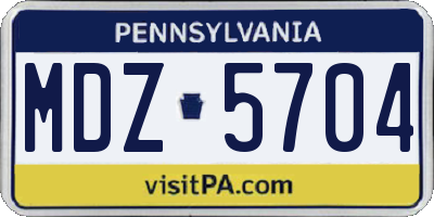 PA license plate MDZ5704