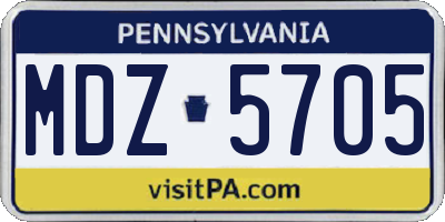 PA license plate MDZ5705