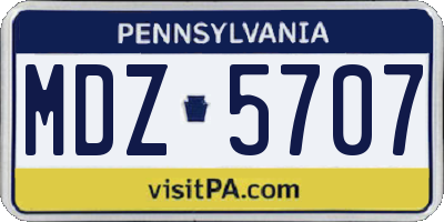 PA license plate MDZ5707