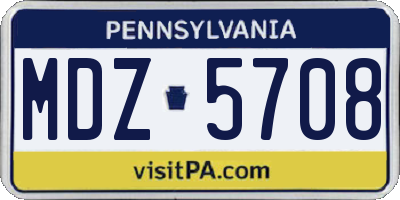 PA license plate MDZ5708