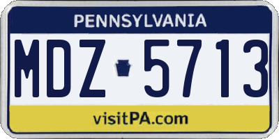 PA license plate MDZ5713