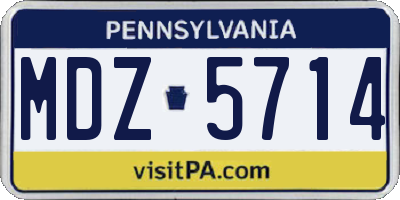 PA license plate MDZ5714