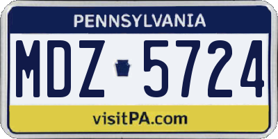 PA license plate MDZ5724