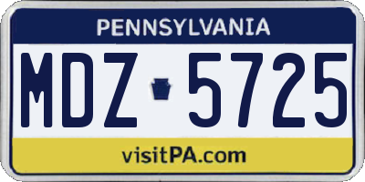PA license plate MDZ5725