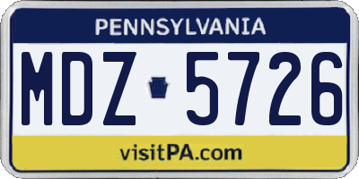 PA license plate MDZ5726