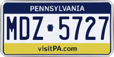 PA license plate MDZ5727