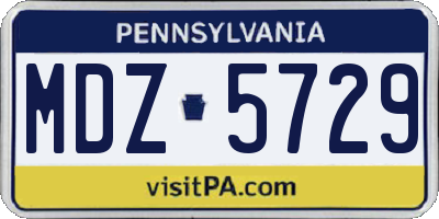 PA license plate MDZ5729