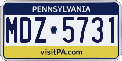 PA license plate MDZ5731