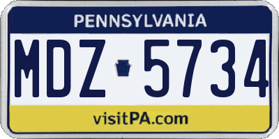 PA license plate MDZ5734