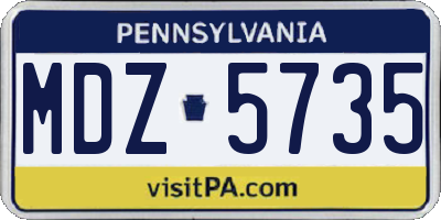 PA license plate MDZ5735